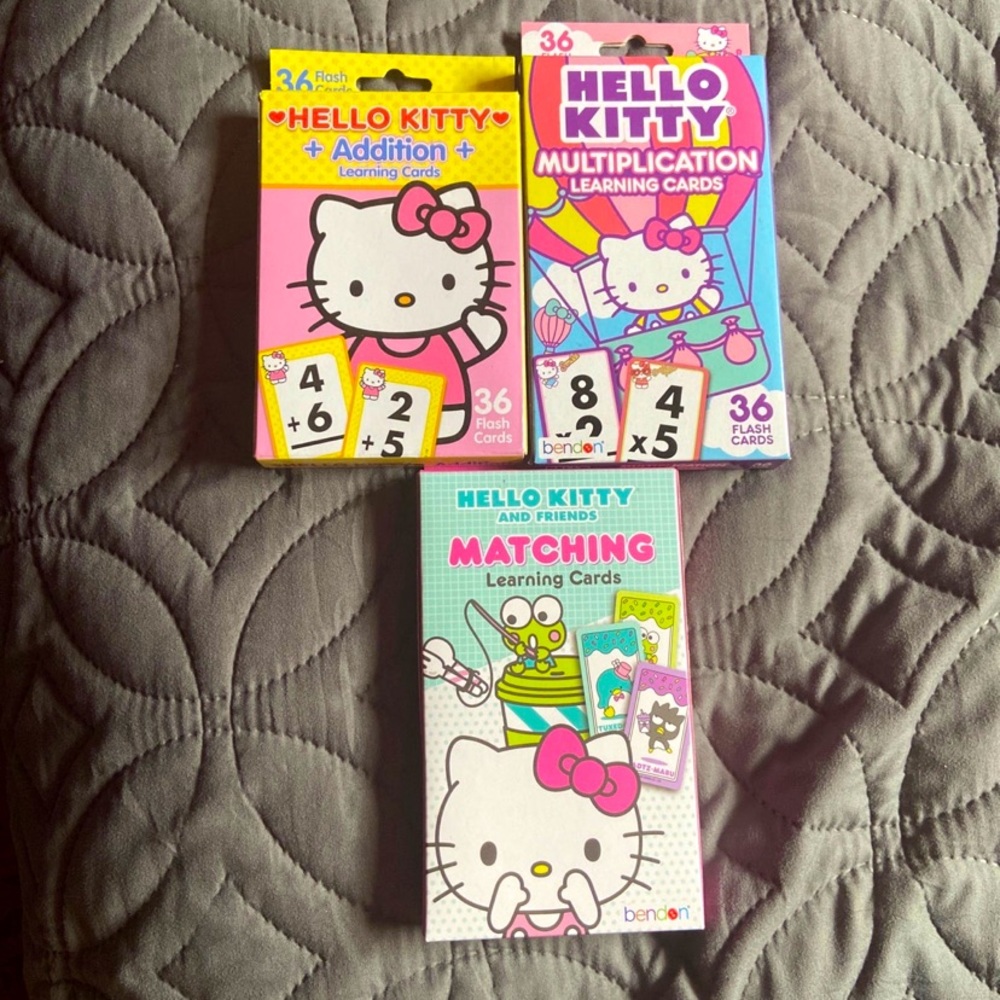 Hello Kitty Kids Learning Cards and Game Card Bundle NWT X 3